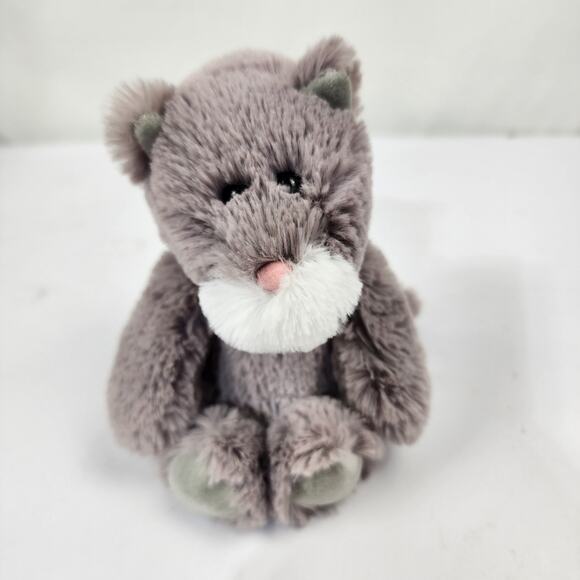 Ty Attic Treasures Kit the Kitty Cat Gray White Kitten Pink Nose 2017 Silky Soft - Picture 1 of 9